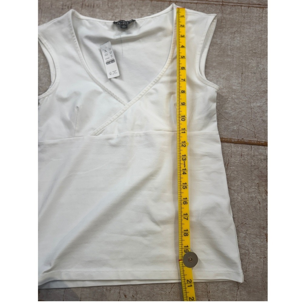 J.Crew Top XS Sleeveless Wrap White Stretch Knit NWT Blouse Shirt‎ Top Tee - Picture 7 of 9